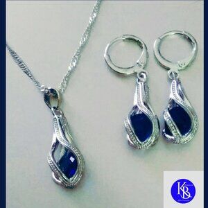 925 Sterling Silver Teardrop Necklace Earring Set